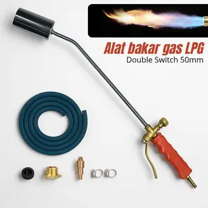 ZEHEN Alat Bakar Gas LPG Welding Torch Flamethrower Double Switch Nozzle 50mm Stainless Steel Kuningan untuk Pengelasan Pembakaran