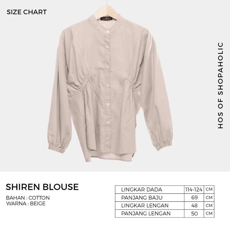 HOSOFSHOPAHOLIC - Shiren Blouse - Kemeja Wanita - outfit baju cewek aesthetic Karet - Bahan Cotton Cantik Kancing Busui Nyaman 3