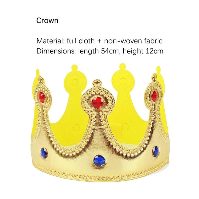 Product Introduction of Adult Kids Cape King Prince Cosplay Costume Crown Shawl Parent-child Activity Party Performance Costume Halloween Cloak 8