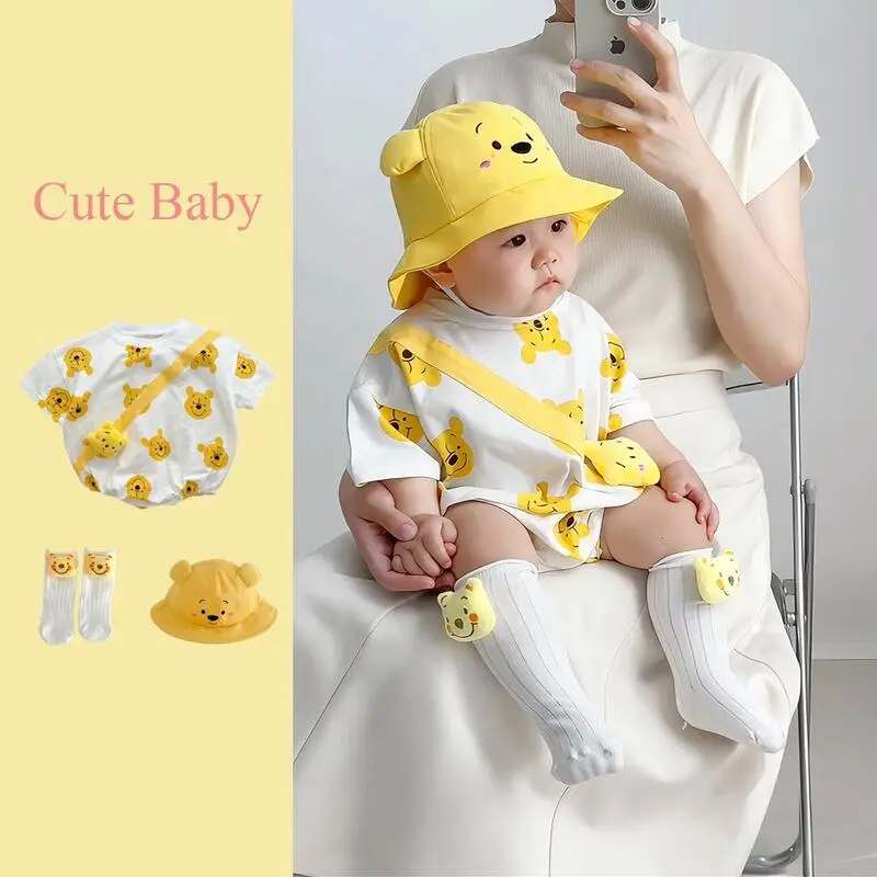 Newborn Baby Clothes Jumpsuit 0-24 Month Infant Boys Winnie the Pooh Cartoon Clothing Romper