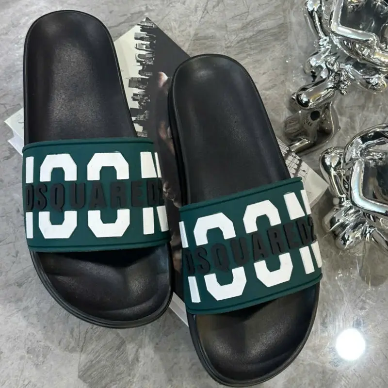 Dép Nam Nữ Quai ngang DSQ I.con 2 Màu Hàng Hot Dép Lê Slipper Cao Su Đế Bằng Nhung DéP dép  icon  đế  cứng 1