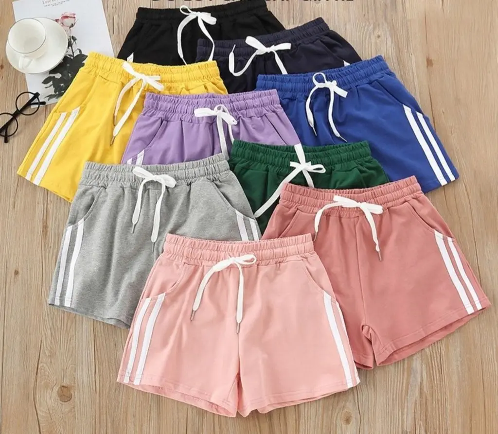 QUẦN ĐÙI COTTON NỮ, QUẦN SHORT Nữ Chạy Viền 2 sọc lưng thun dây rút vãi CO GIÃN MỀM MẠI LOẠI 1 Women