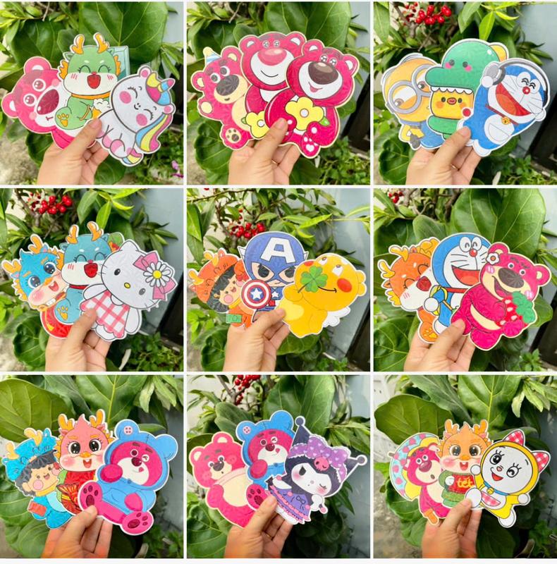 Combo 10 cái bao lì xì Tết dễ thương - Bao lì xì hoạt hình chibi Smart Baby, giấy Craft, nhiều màu, nhiều hình kích thước 10cm x13cm