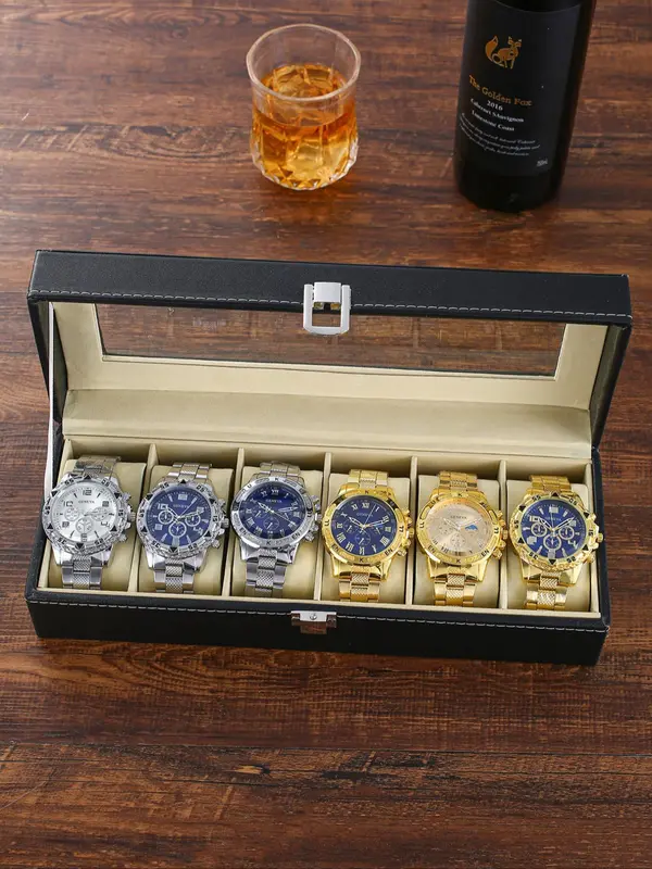 Men's Business Round Dial Analog Quartz Watch Set, Men's  Watches for Men Luxury Watches Watch Set with Box, Fashionable Wristwatch Set for Men As Gifts 8