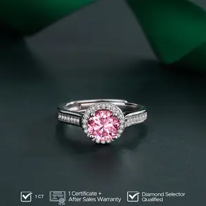 Pink Rounded Moissanite Series - Aro Jewelry - Aksesoris Cincin Kalung Gelang Anting Aesthetic Mewah Wanita Sertifikat GRA