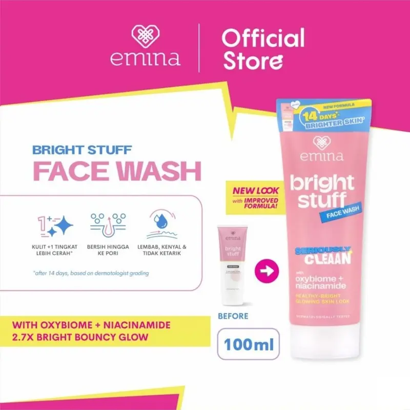NEW! Emina Bright Stuff Face Wash - Sabun Muka Cerah Glowing Anti Kusam 100ml 6