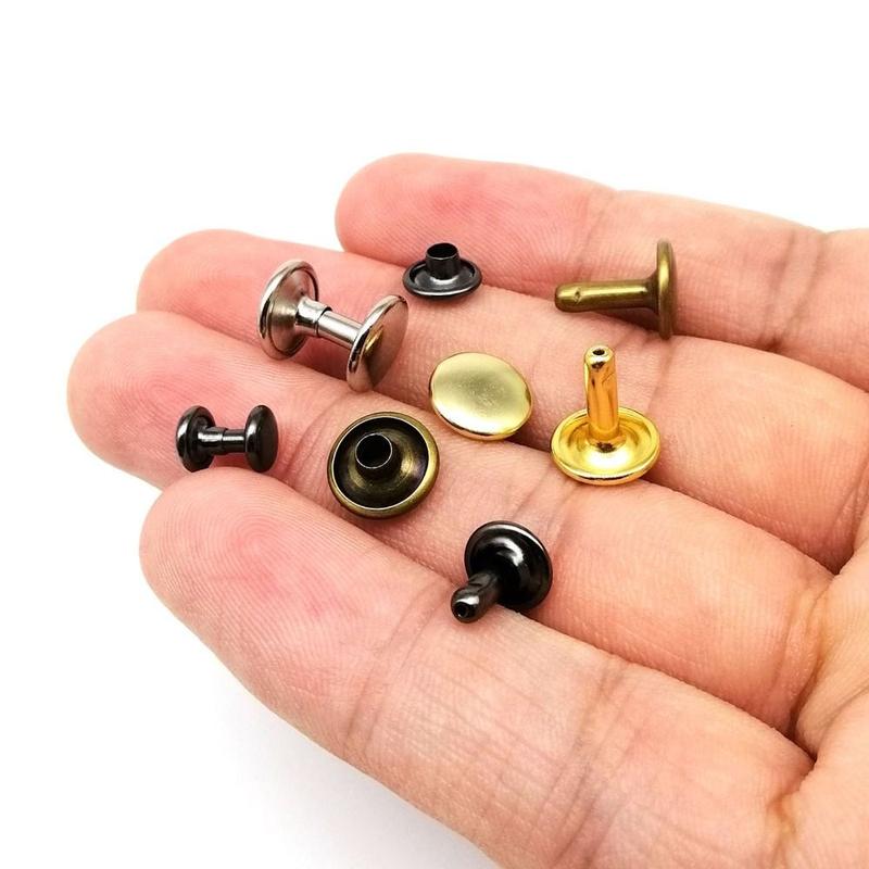 Product Introduction of Cổ áo da kim loại, Đinh tán và Đinh tán, 100 bộ, Phụ kiện quần áo, 6 / 8 / 10mm, Đinh tán tại chỗ, Vít mũ đôi, Túi da, Túi Đinh tán, Thắt lưng, Áo khoác, Sửa chữa giày 14