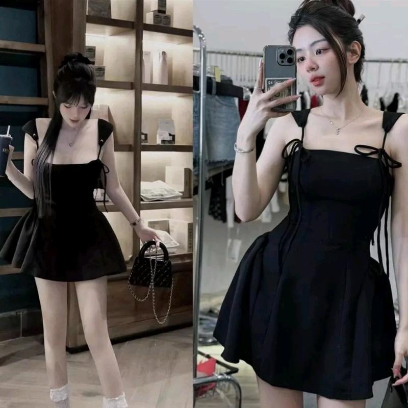    XẢ KHO   ĐẦM 2 DÂY XOÈ MẮT CÁO _KHÁNH  VY STORE  121106  Nữ Dress Women 