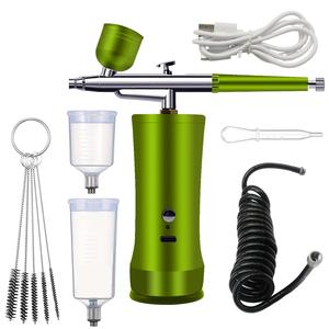 Kit de aerógrafo eléctrico con compresor, juego de cepillos de aire inalámbricos portátiles recargables, juego de pistola de aerógrafo de mano para arte de uñas, maquillaje, pintura, decoración de pasteles