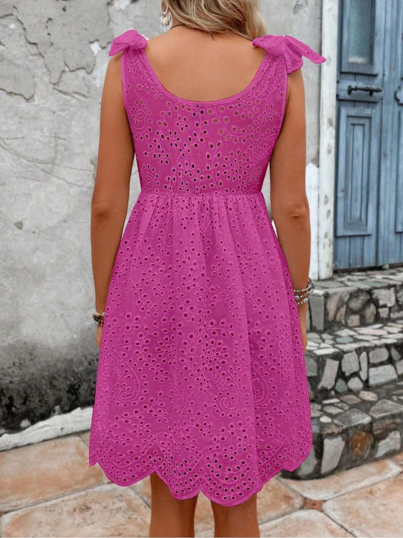 Product Introduction of Women's Plain Lace Trim Chiffon Dress, Elegant Sleeveless V Neck Short Dress for Summer, Ladies Clothes for Daily Wear 6