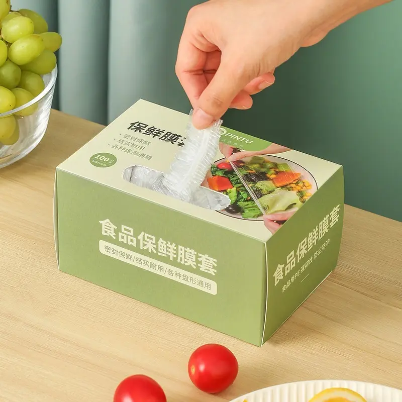 Disposable Food Cover Plastic Fresh-keeping Bag Food Grade Vegetable Fruit Cover Elastic Bowel Cover Kitchen Storage Organizers