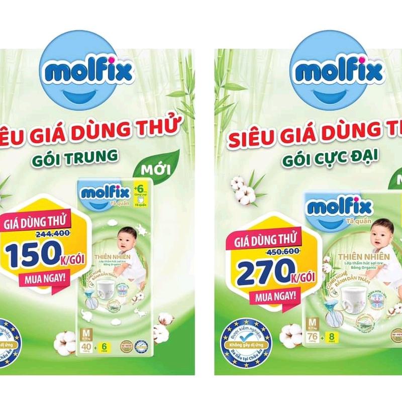 Combo Bỉm Molfix M92/L84/XL76/XXL68/XXXL64 cho bé