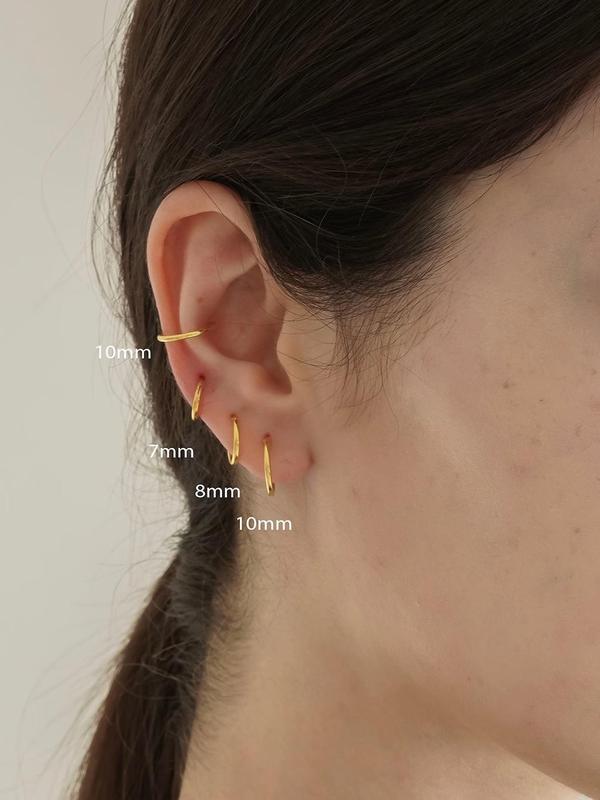 Women's Cute Small Hoop Earrings for Summer 2024, Fashion Stainless Steel Earrings for Women & Girls, Casual Jewelry for Party Decor, Trendy Exquisite Jewelry As Birthday Gift Stocking Stuffers For Adults, Mother's Day Gift 8
