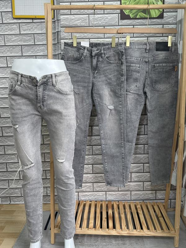 QUẦN JEANS NAM DÀI XÁM RÁCH XƯỚC 2 BÊN TẠO KIỂU PHONG CÁCH -QUẦN BÒ NAM CO GIÃN CHẤT DÀY MỊN FORM TÔN DÁNG 1