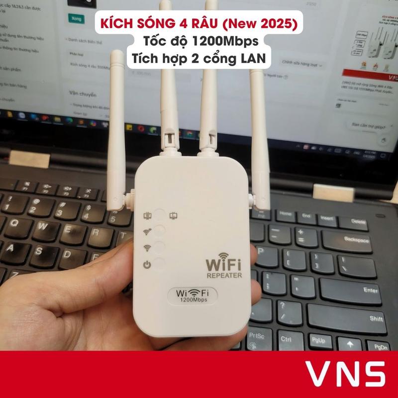 [VNS] Bộ mở rộng Sóng Wifi 4 Râu VNS Tốc Độ 1200Mbps Phát Xuyên Tường Kết Nối Xa - Mở Rộng Sóng Wiffi Sóng Mạnh