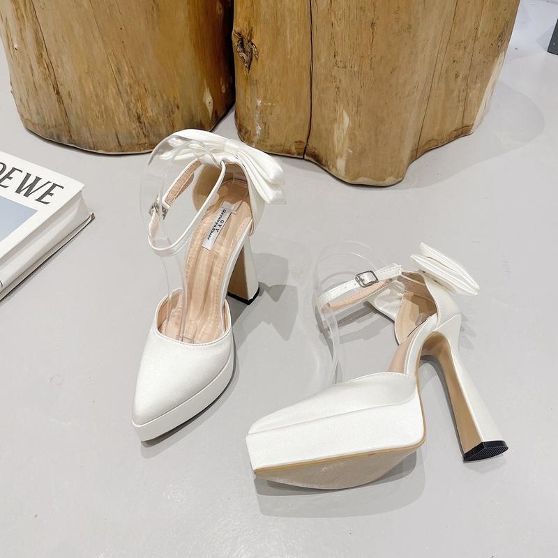 HÀNG SẴN GIÀY 12 PHÂN SADAL CAO GÓT NỮ HẬU BÍT BÍT MŨI GẮN NƠ LỤA SATIN HG35006 GIÀY XINHHH999 Shoes Sandal 2