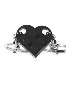 2pcs/set Geometric Decor Heart Design Keychain, Fashionable Keychain for Men & Women, Fashion Kawaii Accessories, Friendship Gift