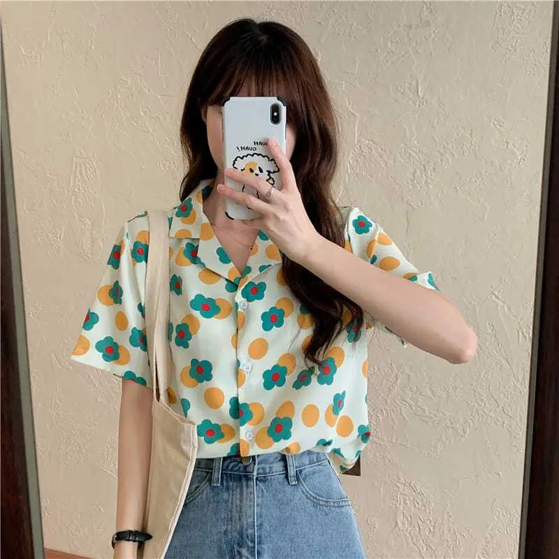 Áo Sơ Mi Ngắn Tay In Hoa Cổ Điển Dành Cho Nữ, Thiết Kế Đẹp, Độc Đáo, Hàng Mới Về Mùa Hè 2021, Phong Cách Hàn Quốc, Dáng Rộng Vừa Vặn, Áo Mỏng, [Độ Tái Mua 44%]