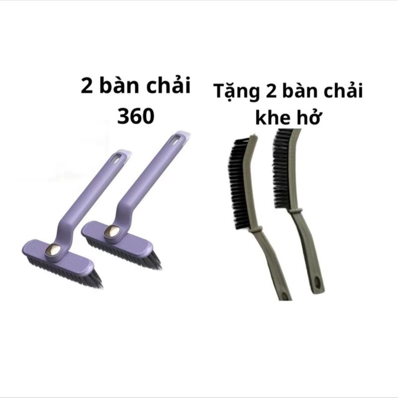 [2 tặng 2] Bàn chải chà sàn 360 độ tặng 2 bàn chải khe hở. Bàn chải chà sàn, chà tường có thể xoay 360 độ sử dụng Làm Sạch cho nhiều ngóc ngách