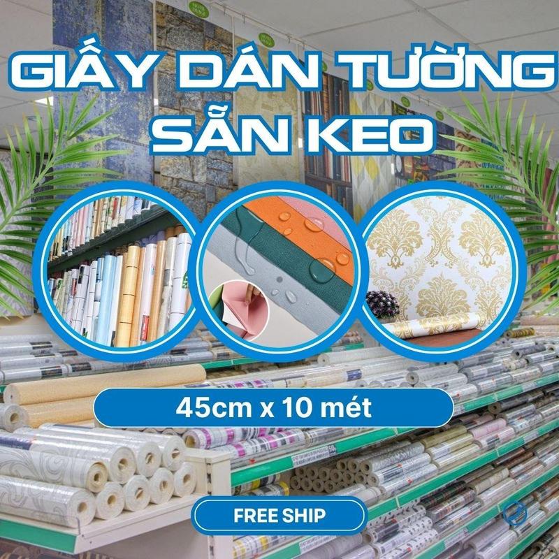 Cuộn 10m Giấy dán tường có sẵn keo bóc dán khổ 45cm giá rẻ, nhiều mẫu trang trí phòng, trang trí shop miếng  dán gaming Vietnam Dán trước Wallpaper & Wall Trim miếng  dán vn phòng tắm