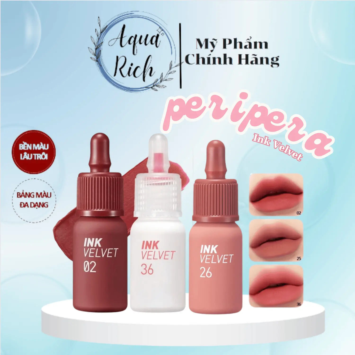 [Full màu] Son Kem Lì Ink Peripera Velvet Nude Siêu Lì [22 - 23 - 24 - 25 - 26 - 27 - 28 - 17 - 33 - 34 - 40 - 42] peri per  tint a son  ink 45 peripera  ink neutral tone peripera  tone ấm son  tone hồng tím