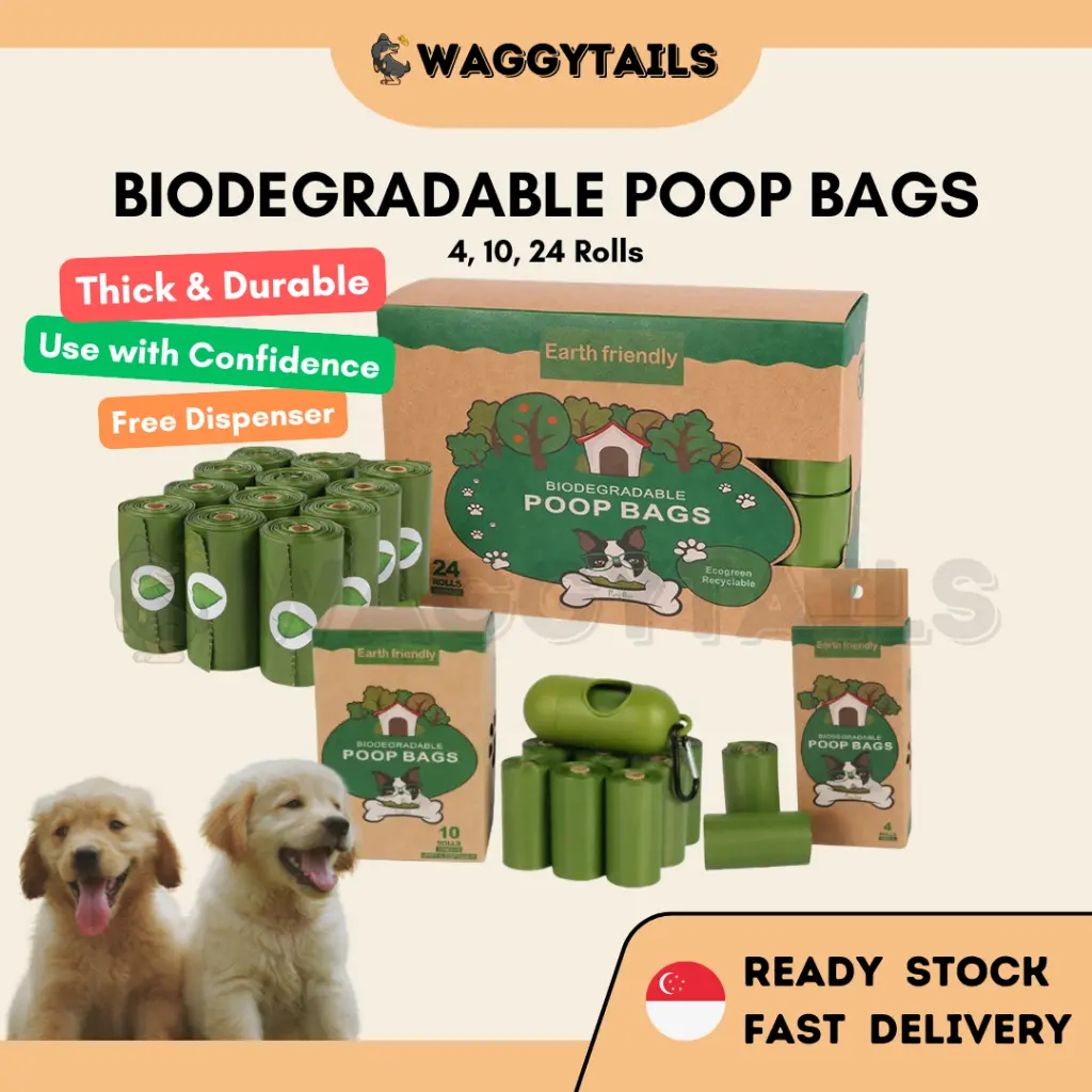 [SG] Biodegradable Eco-Friendly Thick Dog Poop Bag (4, 10, 24 Rolls)