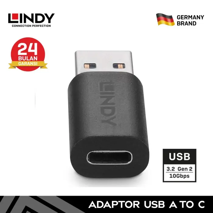 LINDY 41904 Adapter USB 3.2 Gen 2 Type A to C 10Gbps Konektor 2