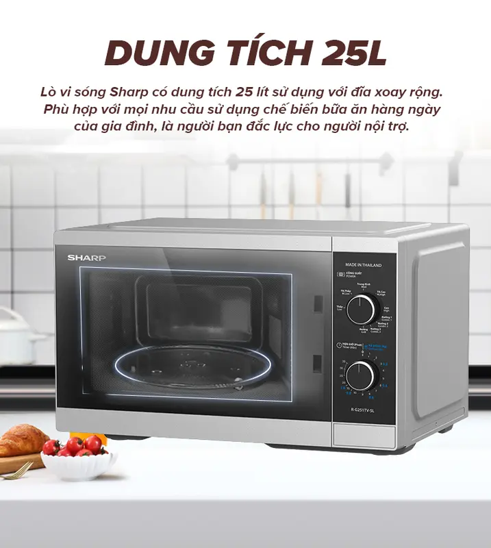 Lò Vi Sóng Cơ Có Nướng Sharp R-G251TV-SL/BK 25L [5 Mức Công Suất] - Bảo Hành 12 tháng 4