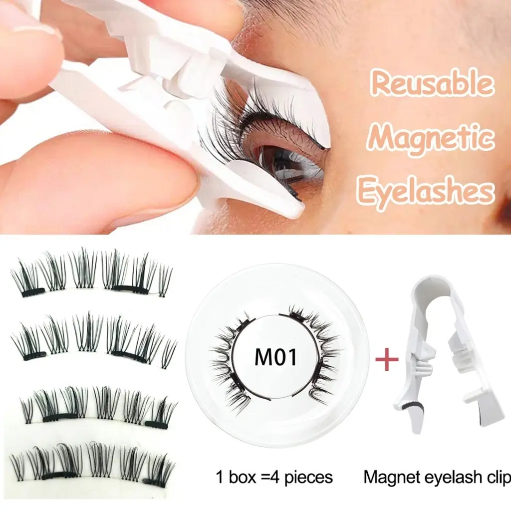 NEW Magnetic Eyelashes With Applicator Dual Magnetic Eyelashes Natural Look Light Weight & Reusable Magnetic Lashes No Glue 3D False Eyelashes