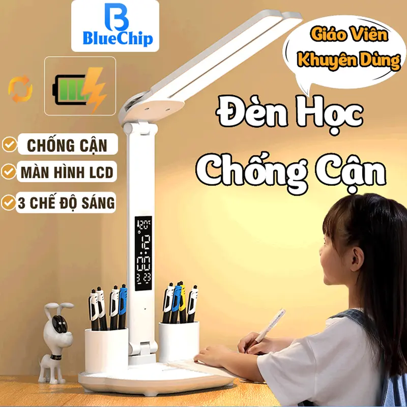 Đèn bàn đọc sách chống cận cao cấp, Đèn Học Sạc Tích Điện Chống Cận Thị Điều Chỉnh Độ Sáng Gấp Gọn Tiêu chuẩn Nhatom365 đènhọc 1
