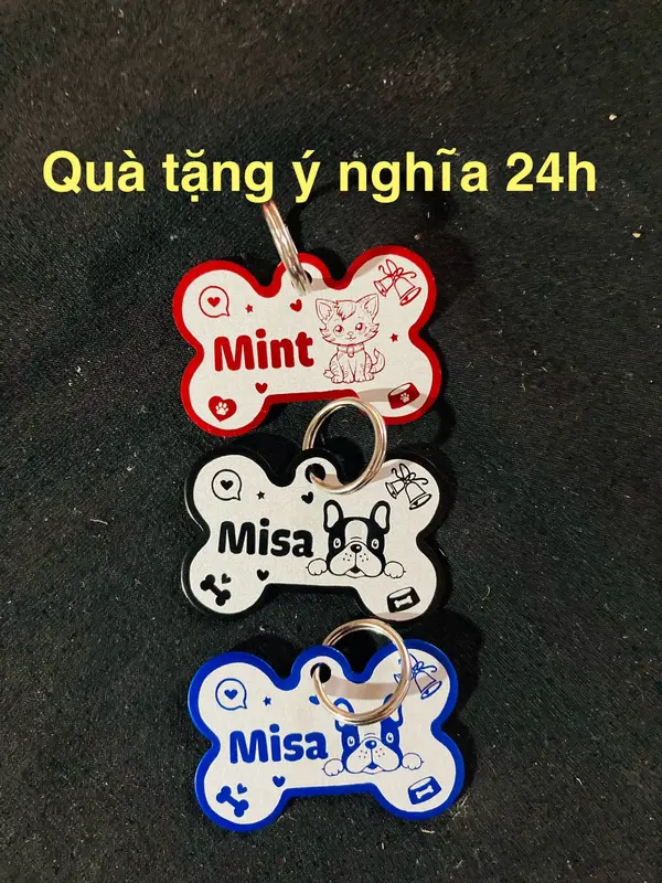 Thẻ tên cho Chó Mèo - Bảng tên cho thú cưng chất liệu nhôm 3