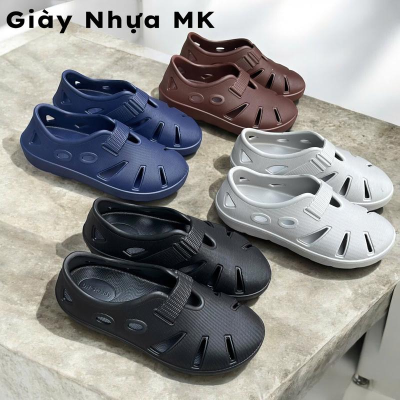 LÙI 1 SIZE Giày nhựa nam đi mưa siêu nhẹ đúc nguyên khối mềm êm chân nhiều lỗ thoáng khí chống nước chống trượt - GL063