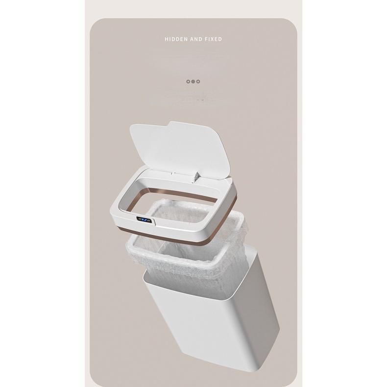 Product Introduction of 18L Smart Bathroom Trash Can Automatic Bagging Electronic Trash Can Touchless Narrow Smart Sensor Garbage Bin Smart Home 11