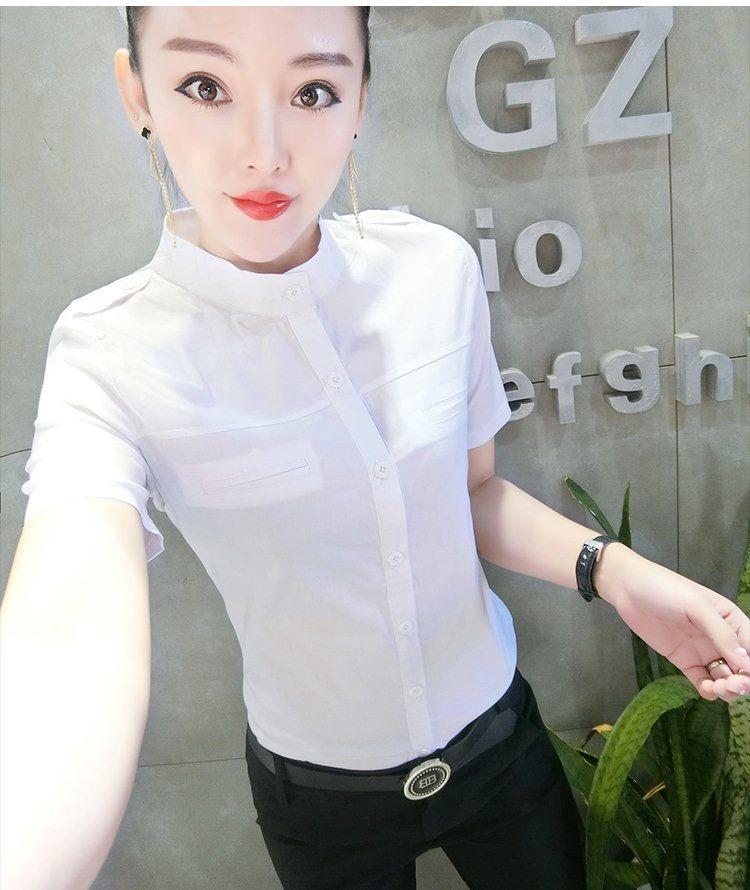 Product Introduction of Áo Sơ Mi Nữ, Thanh Lịch, ngắn Tay, Phong Cách Châu Âu, Bông Co Giãn, Mỏng Vừa Vặn, Mỏng Vừa Vặn, Phong Cách Hàn Quốc, Áo Sơ Mi Ol Nhỏ, Thời Trang, Thích Hợp Cho Mùa Xuân Và Mùa Hè, 2023 9