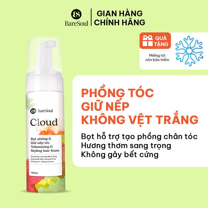 (Công thức cải tiến) Bọt xịt hỗ trợ làm phồng và giữ nếp tóc BareSoul Cloud Volumizing & Styling Hair Foam 150ml