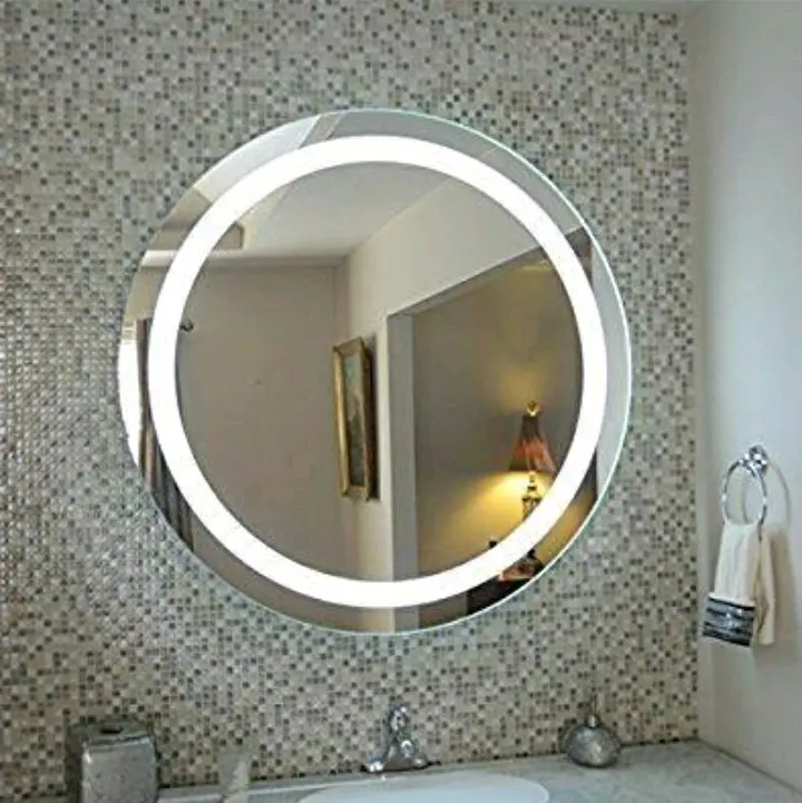 Round mirror led cermin aesthetic gantung dinding D40 Lampu