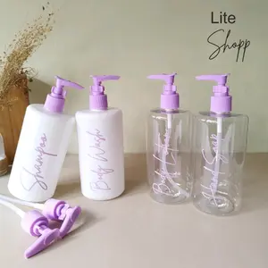 Botol Sabun Cair 500ml TRANSPARAN DAN PUTIH GLOSY UNGU