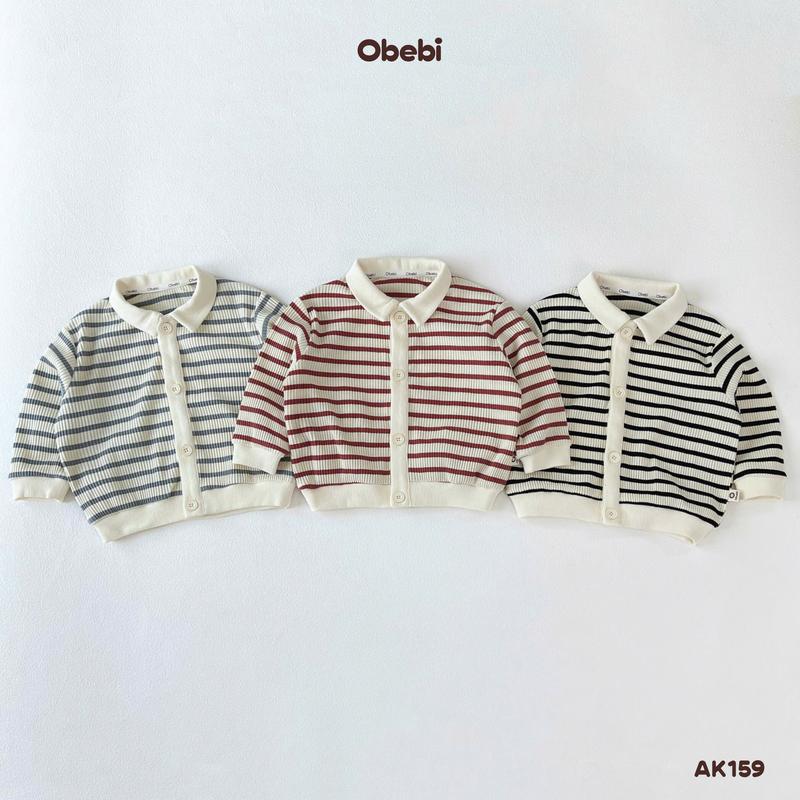 AK159 Áo Khoác Kẻ Cổ Đức Thời Trang Mềm Mại Thoải Mái Cho Bé Obebi
