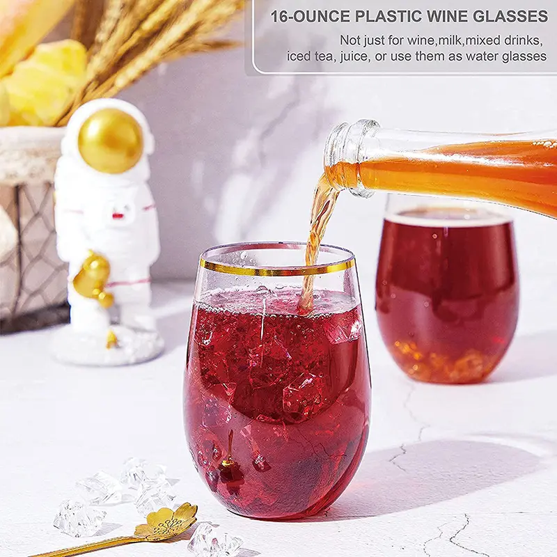 360ml Shatterproof Plastic Wine Glass Unbreakable PET Red Wine Tumbler Glasses Cups Reusable Transparent Fruit Juice Beer Cup