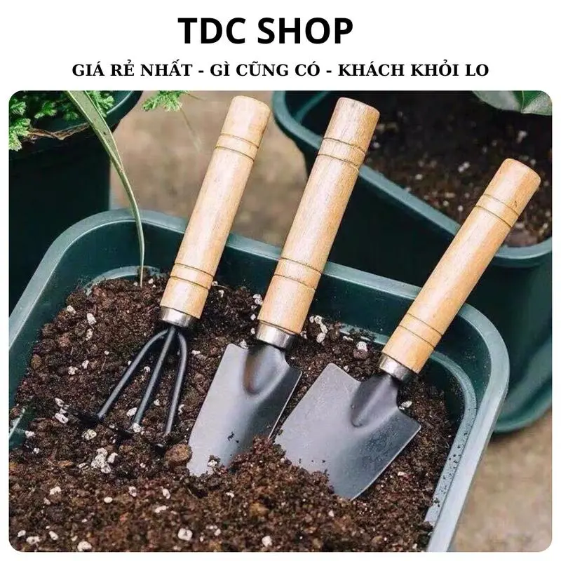 Bộ 3 Món Dụng Cụ Làm Vườn To (Xẻng Làm Vườn - Xới Đất - Cào Đất) 88298