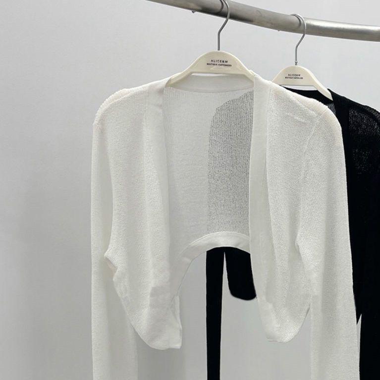 Product Introduction of [rashguardwomen]White Ice Silk Cardigan Knitted Jacket Thin Small Cape Women's Shawl Summer Wear with Slip Dress Sun Protection Cover-Up[Sunscreen shoulder] 10
