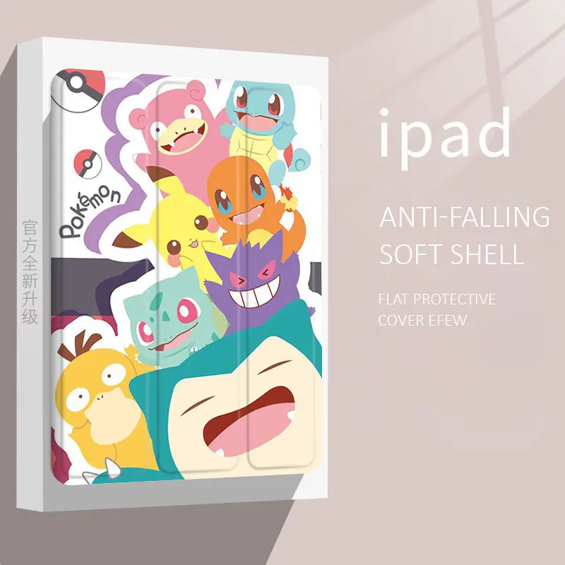Ốp Pokemon, Tương Thích Với iPad Air4 / 5, Mini4 / 5 / 6, iPad 2022 Gen10, Pro11, 12.9 Gen7 / 8 / 9, iPad Gen5 / 6, Air1 / 2, Thiết Kế Hình Pikachu, Có Khe Cắm Bút 6