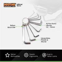 Gambar HIOSHI /Kunci L Set/10Pcs/1.5-10mm/Hex Key/Blister Card/ HITAM/ PUTIH/CROOM/55# - ECO - Putih dari HioshiToolsOfficial Kota Bandung 5 Tokopedia