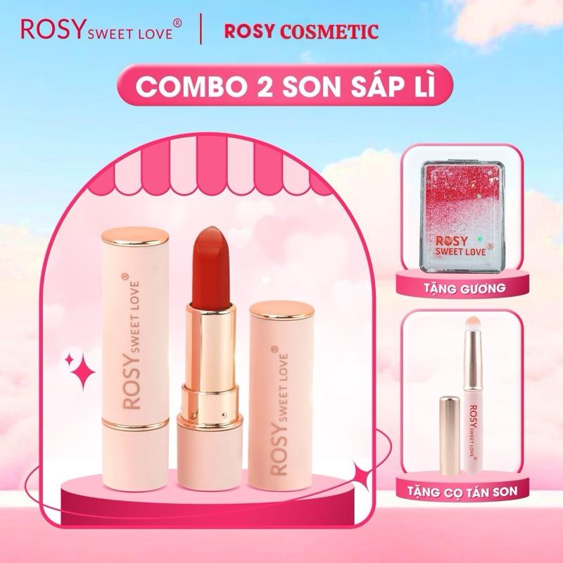 TẶNG GƯƠNG + CỌ TÁN SON Combo 2 Son sáp lì Rosy Sweet Love Không Chì Lên Màu Chuẩn Dưỡng mềm môi Son lì Son dưỡng môi Trang Điểm Cosmetic Mỹ Phẩm Nữ Women