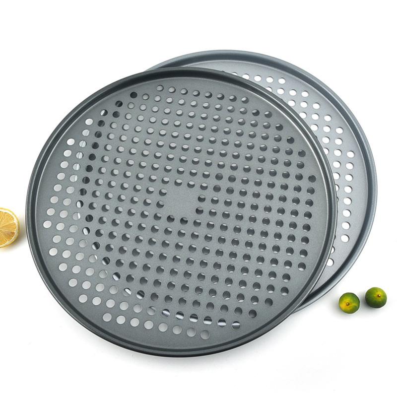 Pizza Pan Pizza Baking Plates Non-stick Bakeware Pie Pan Crisper Tray with Hole Round Professional Stainless Steel Plate Kitchen Pasta Utensils Oven 5