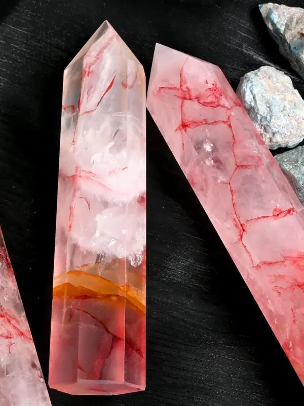 Dyed Hematoid Quartz Tower, Bohemian Style Crystal Tower for Home Decoration, Unique Gifts for Holidays 6