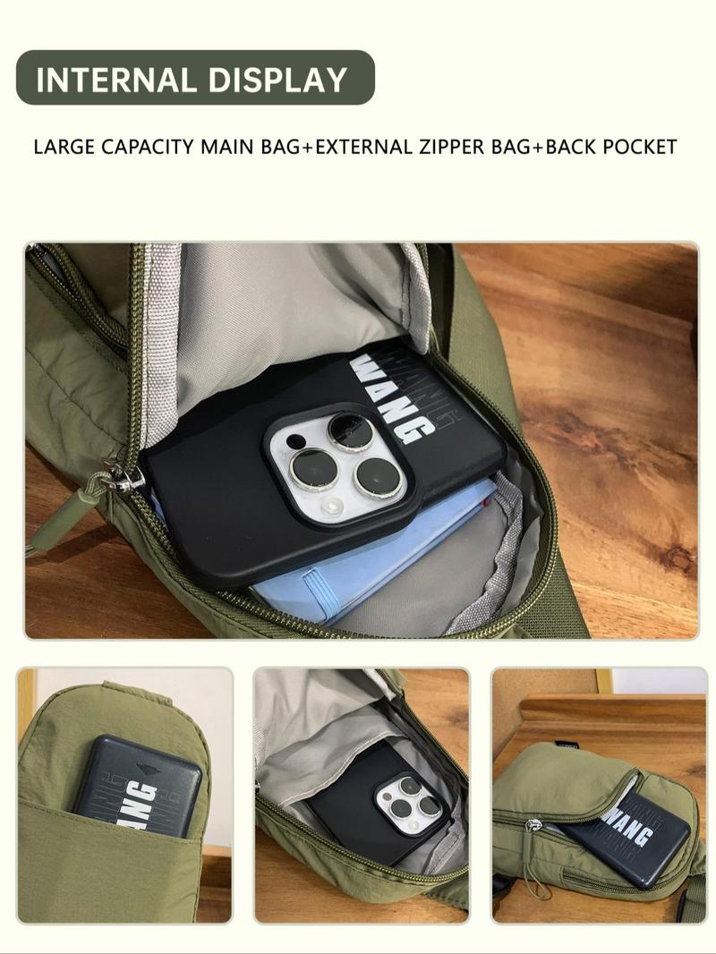 Product Introduction of Fashionable Lightweight Minimalist Compact Zipper Sling Bag, Casual Versatile Phone Bag for Women & Men, Trendy All-match Crossbody Chest Bag for Daily Used 4