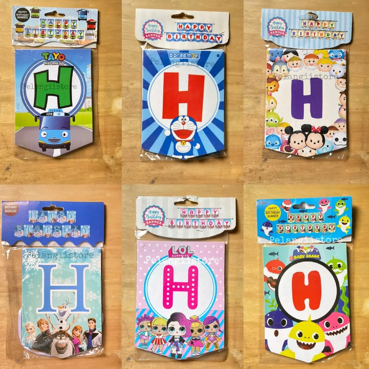 BANNER ULANG TAHUN KARAKTER / ANEKA BANNER ULANG TAHUN / BUNTING FLAG KARAKTER