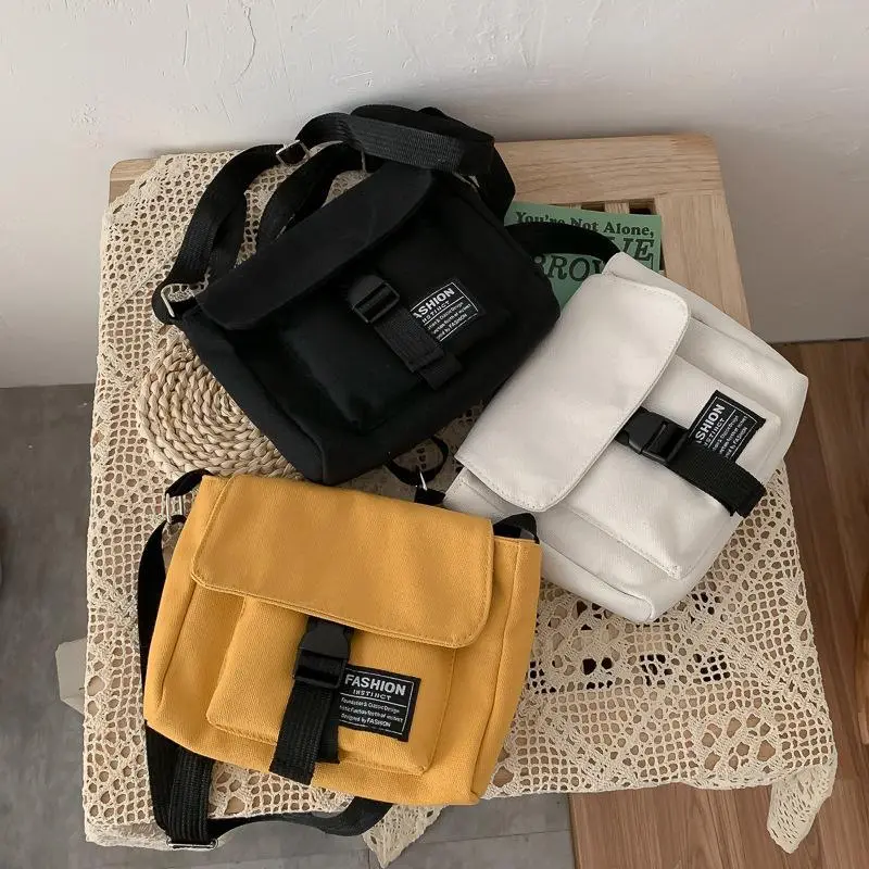 SS24 Túi Đeo Chéo, Dễ Phối Đồ Dành Cho Nam Giới, Phong Cách Nhật Bản, Harajuku, Chất Liệu Vải Bố, Túi Nhỏ Thích Hợp Cho Học Sinh Bag Nhung Đeo Vai