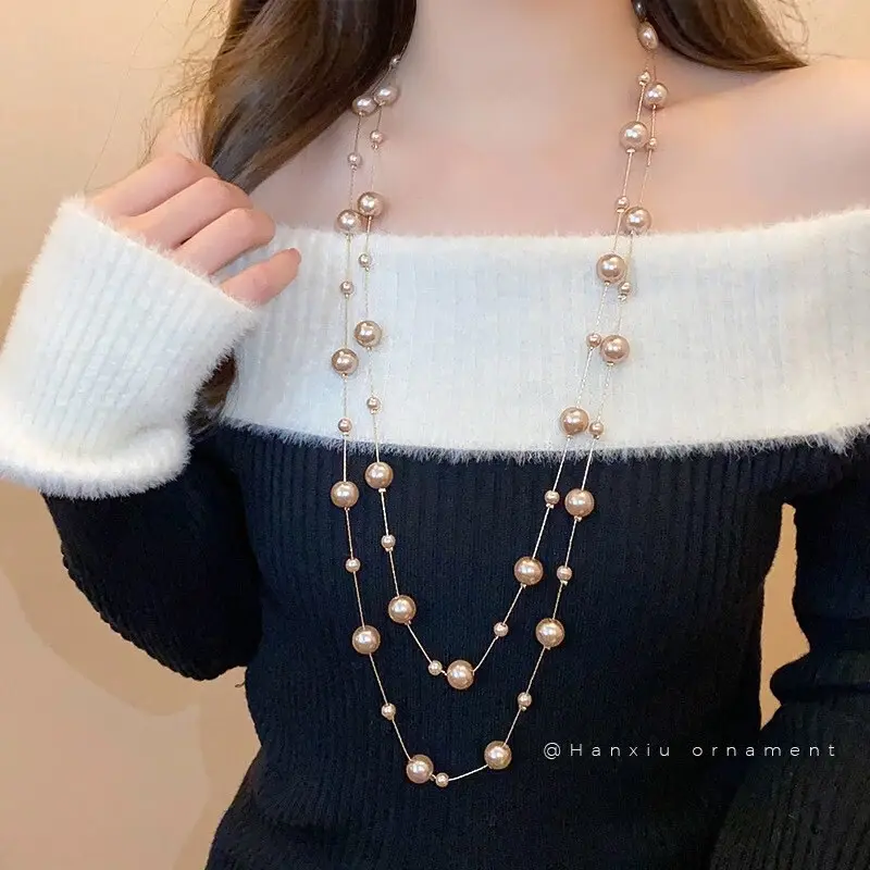 Ori Gold _02 Dây chuyền choker đính ngọ c nhiều hạt dáng dài phong cách hàn quốc (015) 1